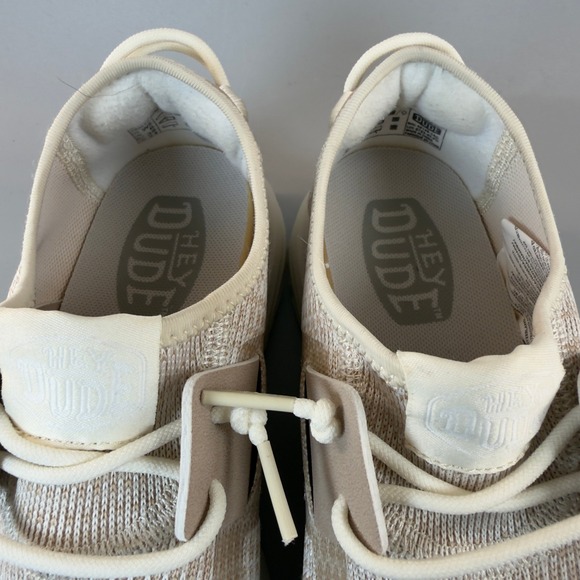 Hey Dude Sirocco Womens 8 Slip On Loafer Sneakers Beige White Lace Comfort Shoes - Picture 13 of 16